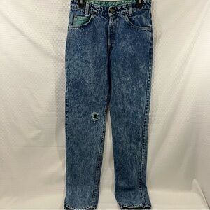 Vintage Levis Student Fit Denim Jeans Mens 28x33 Acid Wash Made in USA White